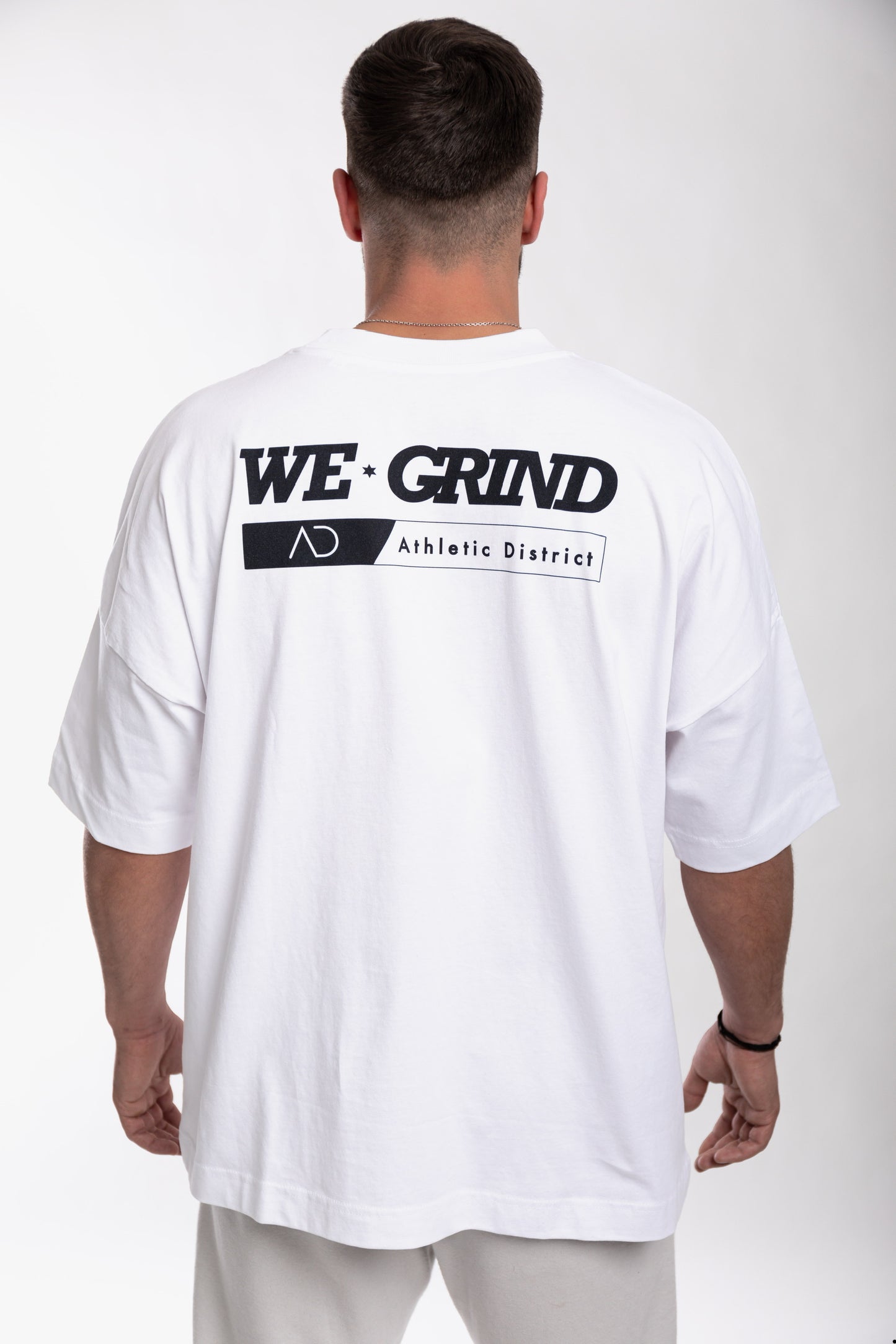 Athletic District - WE GRIND Kollektion - Organic Oversize T-Shirt-white black print
