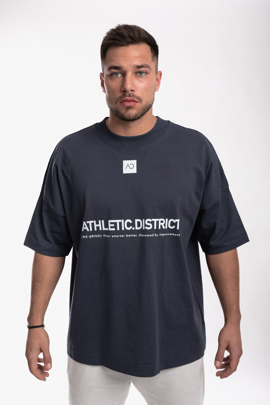 Athletic District - WE GRIND Kollektion - Organic Oversize T-Shirt - dark blue grey print