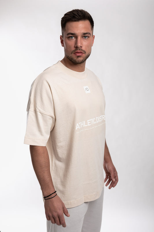 Athletic District - WE GRIND Kollektion - Organic Oversize T-Shirt-light brown white print