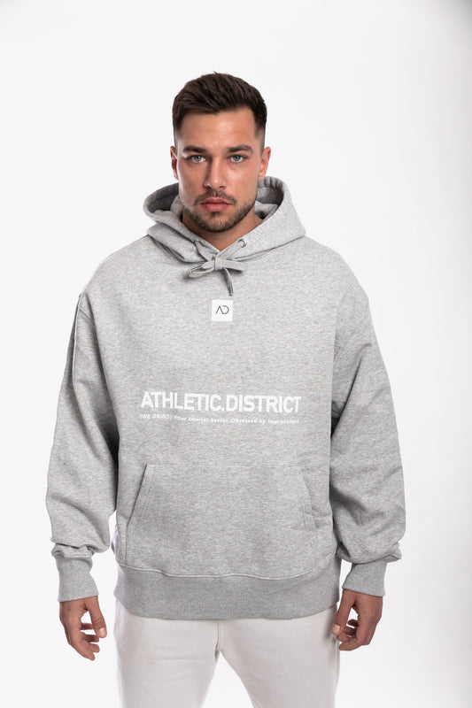 Athletic District - WE GRIND Kollektion - Organic Oversized Hoodie - grey white print