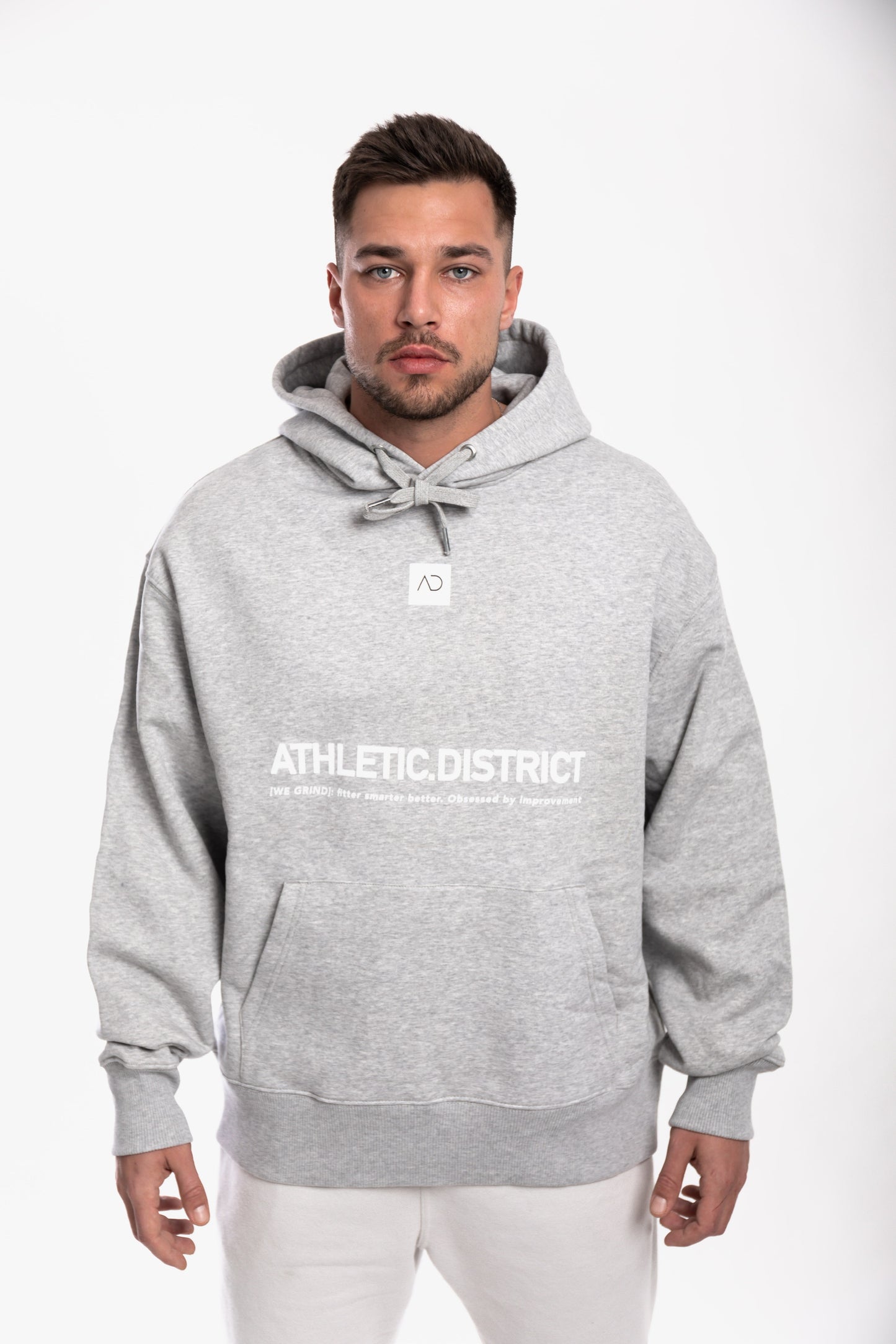 Athletic District - WE GRIND Kollektion - Organic Oversized Hoodie - grey white print