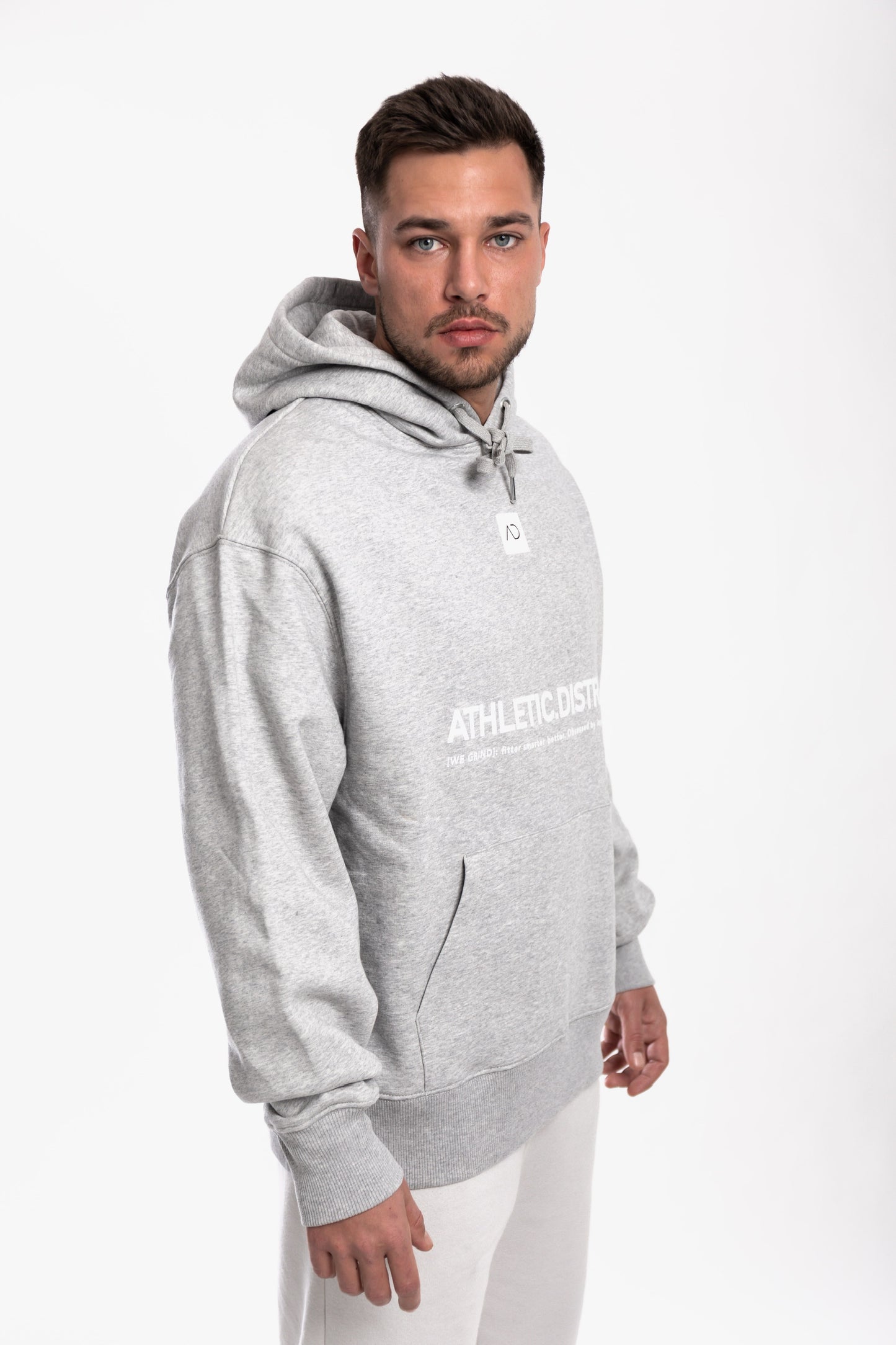 Athletic District - WE GRIND Kollektion - Organic Oversized Hoodie - grey white print