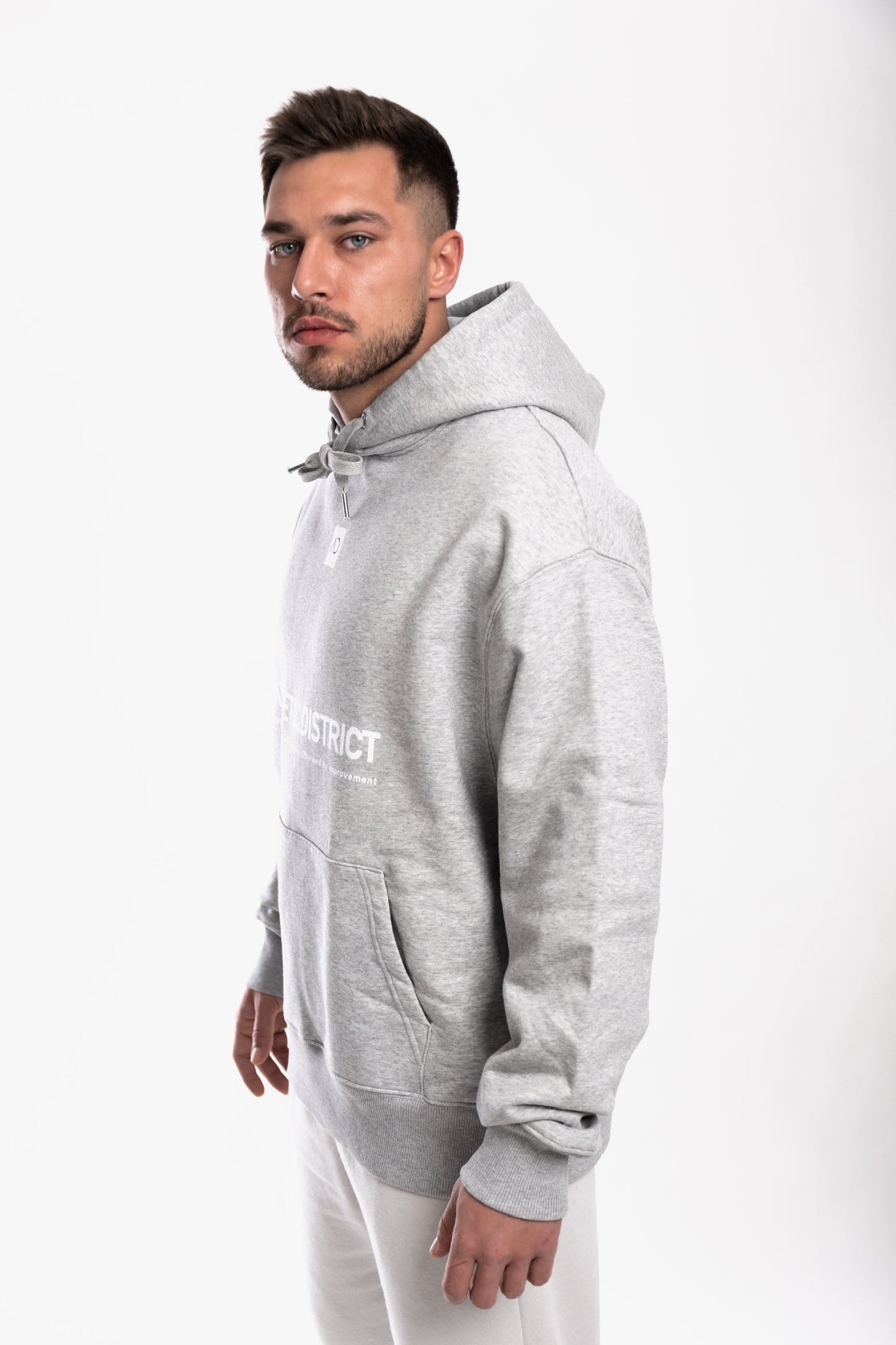 Athletic District - WE GRIND Kollektion - Organic Oversized Hoodie - grey white print