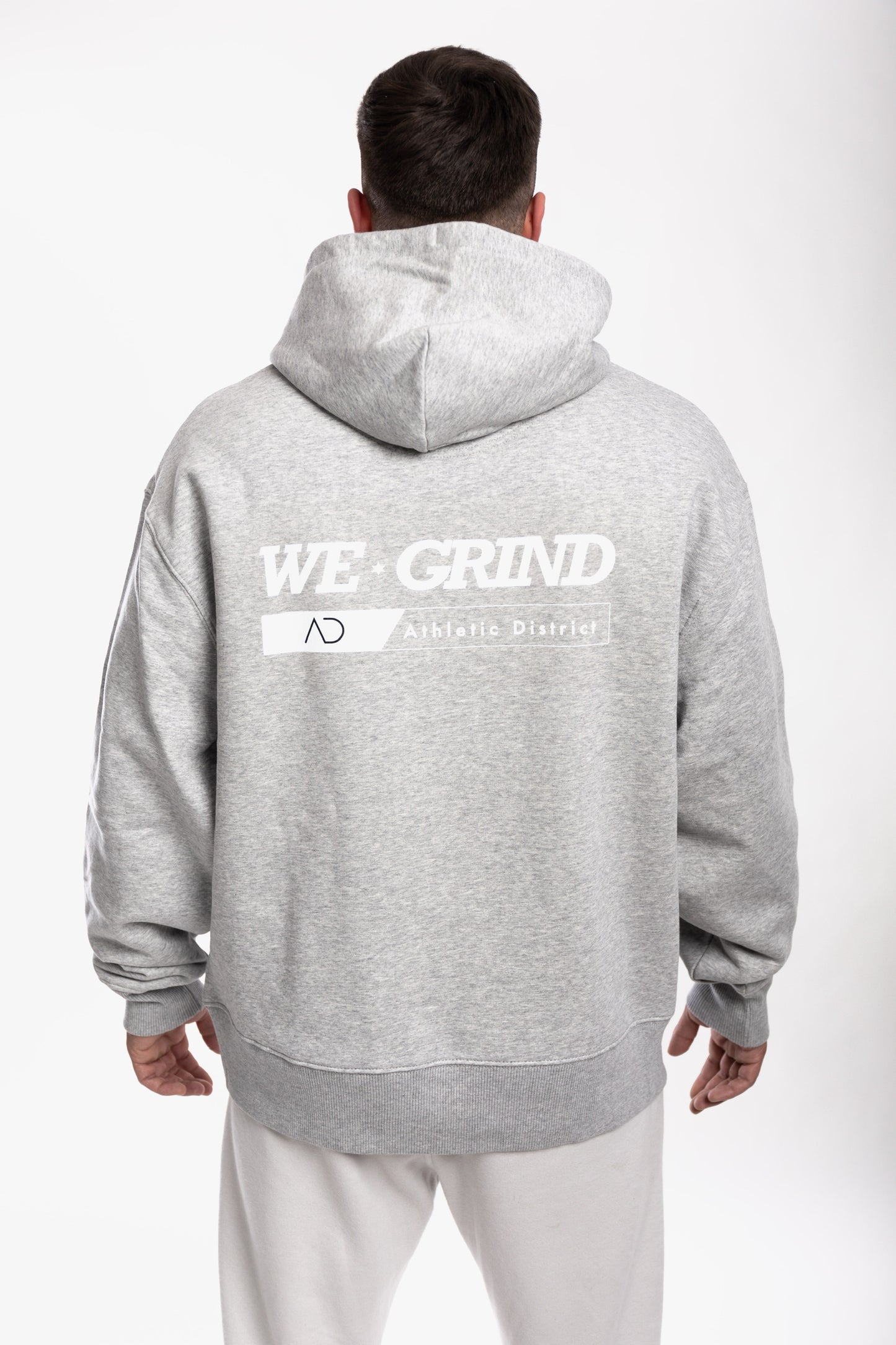 Athletic District - WE GRIND Kollektion - Organic Oversized Hoodie - grey white print